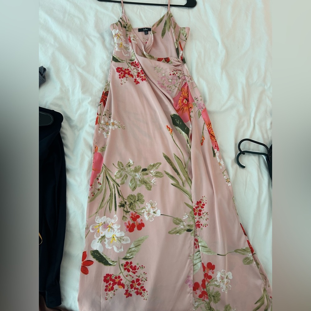 Lulu's Pink Floral Midi Dress
